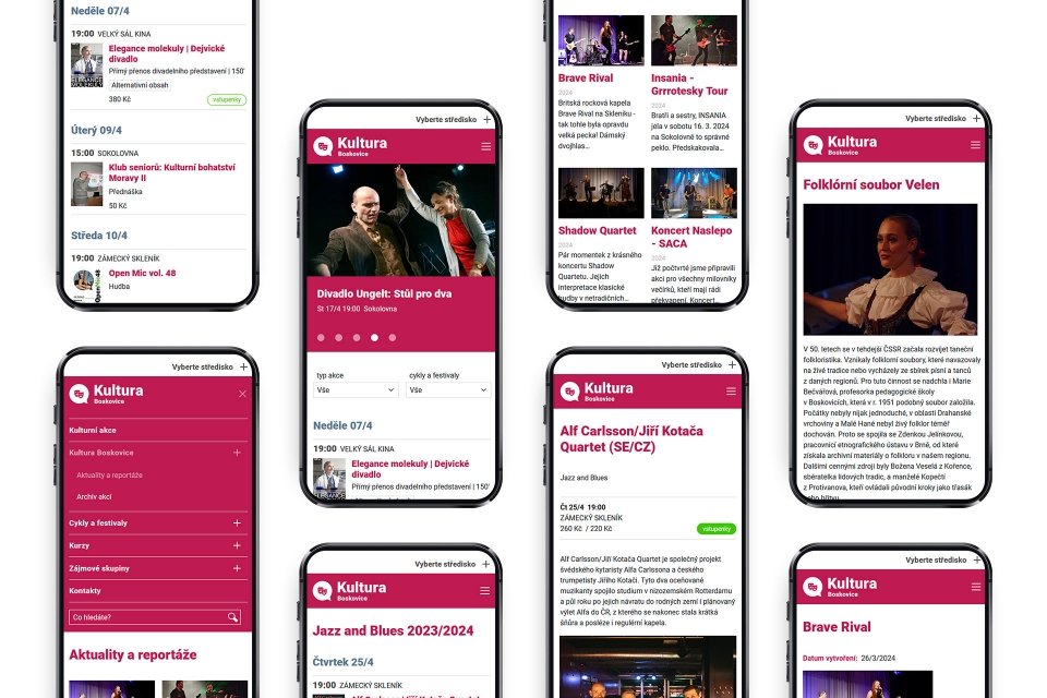 Kultura Boskovice web telefon layout